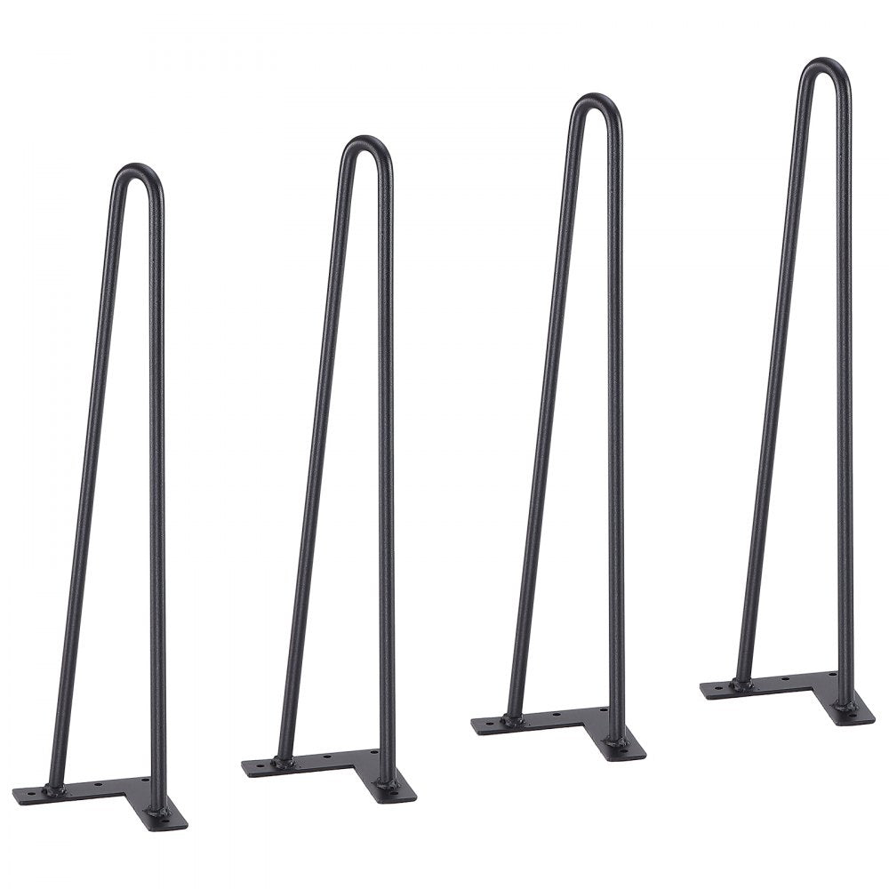 VEVOR 19" Hairpin Furniture Legs, Metal Home DIY Projects for Nightstand, Coffee Table, Desk, 500lbs Load Capacity with Rubber Floor Protectors, Metal Heavy Duty Sturdy Modern Table Legs, 4PCS Black