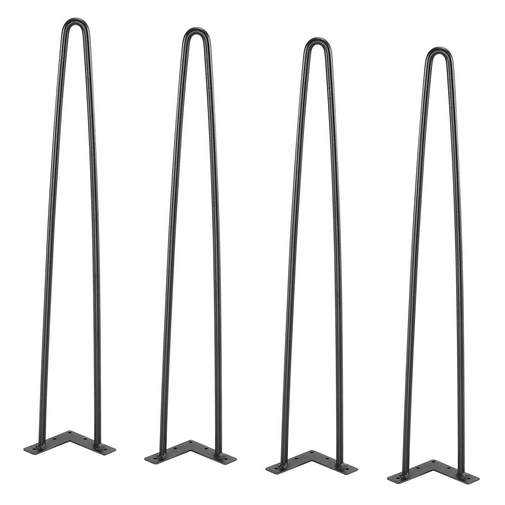 VEVOR 28" Hairpin Furniture Legs, Metal Home DIY Projects for Nightstand, Coffee Table, Desk, 500lbs Load Capacity with Rubber Floor Protectors, Metal Heavy Duty Sturdy Modern Table Legs, 4PCS Black