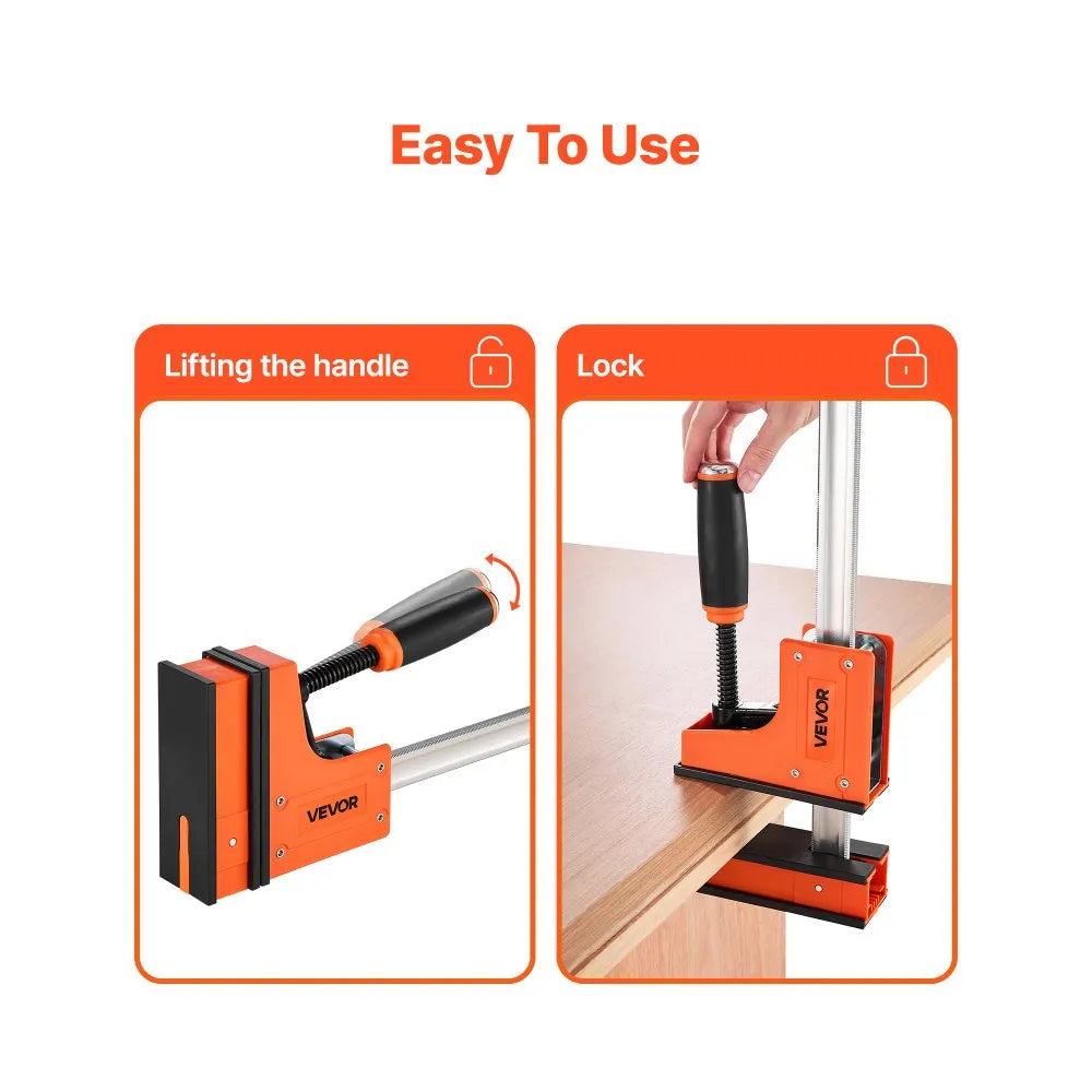 VEVOR Bar Clamps for Woodworking, 2-Pack 30 inch Parallel Clamp Set, F-Clamp with 1500 lbs Load Limit, Even Pressure, High-strength Plastic and Carbon Steel, for Woodworking Metal Working, Orange