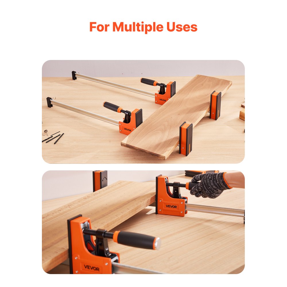 VEVOR Bar Clamps for Woodworking, 2-Pack 36 inch Parallel Clamp Set, F-Clamp with 1500 lbs Load Limit, Even Pressure, High-strength Plastic and Carbon Steel, for Woodworking Metal Working, Orange
