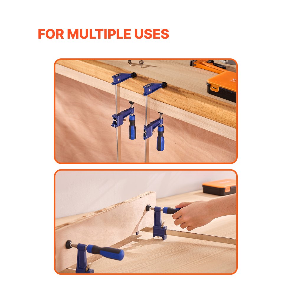 VEVOR Bar Clamps for Woodworking, 2-Pack 36 inch Opening, Lockable F-Clamp with 600 lbs Load Limit, 2-1/2 inch Depth, Cast Iron and Carbon Steel, Easy to Use, Wood Clamps for Woodworking Metal Working