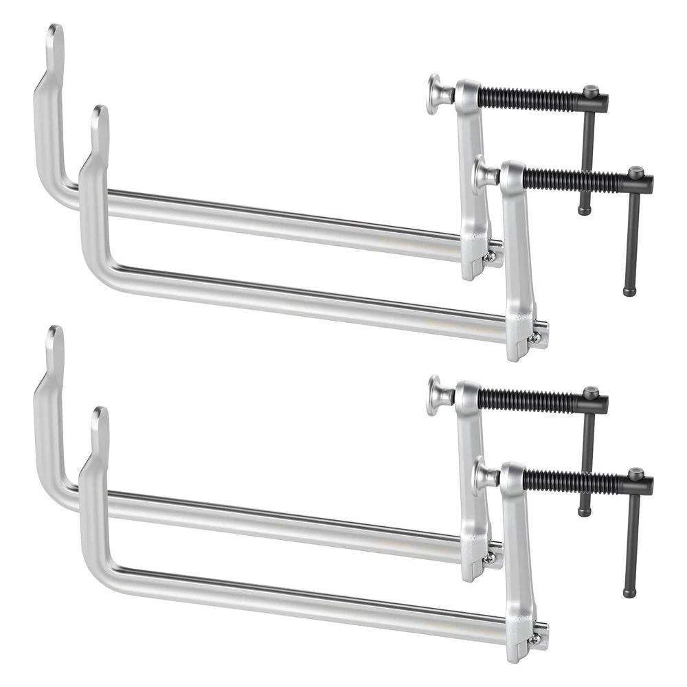 VEVOR Bar Clamps for Woodworking, 4-Pack, 12" Opening, 4.72 in Throat Depth, 1200 lbs Load Limit, Sturdy Steel Forging and Casting, with Swivel Jaw and T-Handle, for Wood Working and Metal Working
