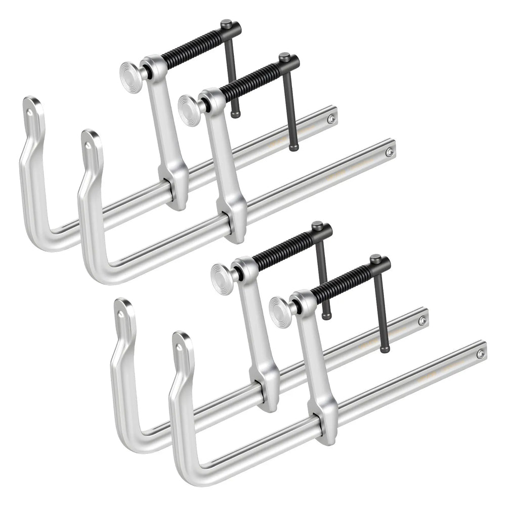 VEVOR Bar Clamps for Woodworking, 4-Pack, 12" Opening, 4.72 in Throat Depth, 1200 lbs Load Limit, Sturdy Steel Forging and Casting, with Swivel Jaw and T-Handle, for Wood Working and Metal Working