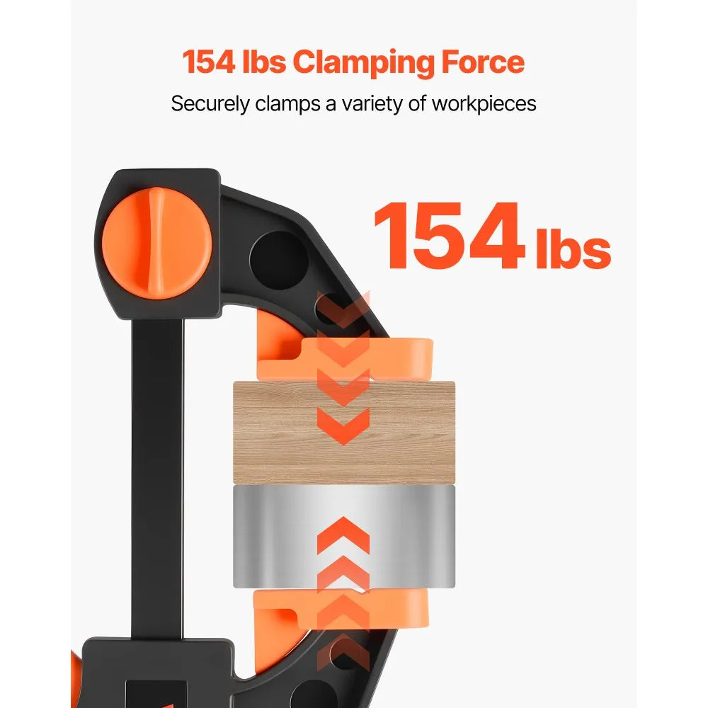 VEVOR Bar Clamps for Woodworking, 8-Pack, 6" and 12", with Spring Clamps, One-Handed Clamp/Spreader, 154 lbs Load Limit, Quick Release, Self-Locking Design, for Wood Working and Metal Working