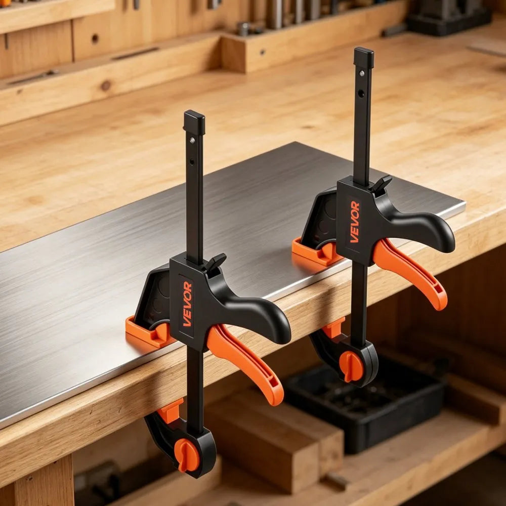 VEVOR Bar Clamps for Woodworking, 8-Pack, 6" and 12", with Spring Clamps, One-Handed Clamp/Spreader, 154 lbs Load Limit, Quick Release, Self-Locking Design, for Wood Working and Metal Working