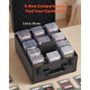 VEVOR Graded Card Case 3 Row 150 PSA Slab Storage Box with Secure Lock, Baseball Sports Trading Cards Holder Collector with 12 Dividers, Key, Holds 100 SGC 80 BGS 500 Top Loaders & 999+ Loose Cards