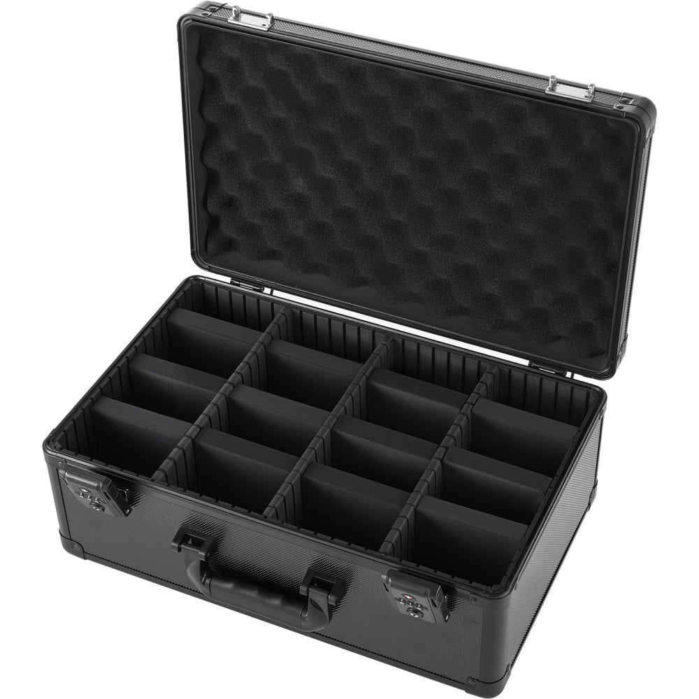 VEVOR Graded Card Case 4 Row 152 PSA Slab Storage Box TSA Approved Lock, Baseball Sports Trading Cards Holder Collector, with 12 Dividers, Holds 120 SGC 100 BGS 550 Top Loaders & 999+ Loose Cards