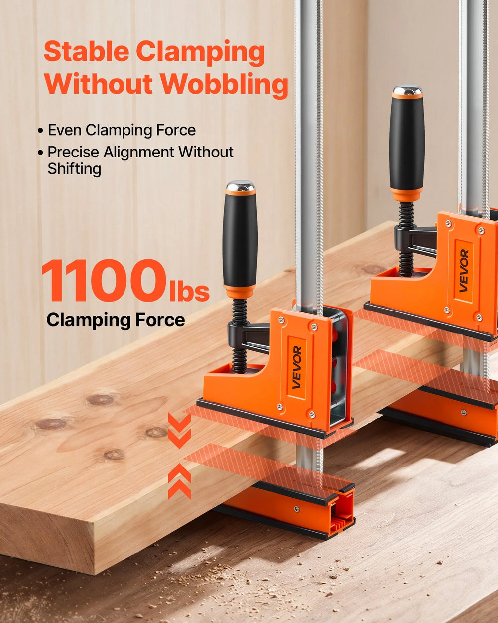 VEVOR Bar Clamps for Woodworking, 4-Pack, 24" and 31" F Clamps, 1100 lbs Load Limit, Clamp/Spreader 2 Modes, Soft Rubber Pads, Ergonomic Handle, Carbon Steel Bar, for Wood Working and Metal Working