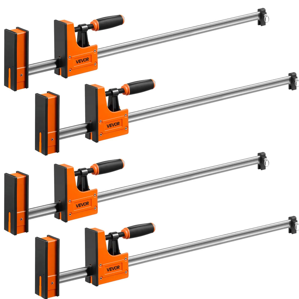 VEVOR Bar Clamps for Woodworking, 4-Pack, 36" Opening F Clamps, 1500 lbs Load Limit, Clamp/Spreader 2 Modes, Soft Rubber Pads, Ergonomic Handle, Carbon Steel Bar, for Wood Working and Metal Working