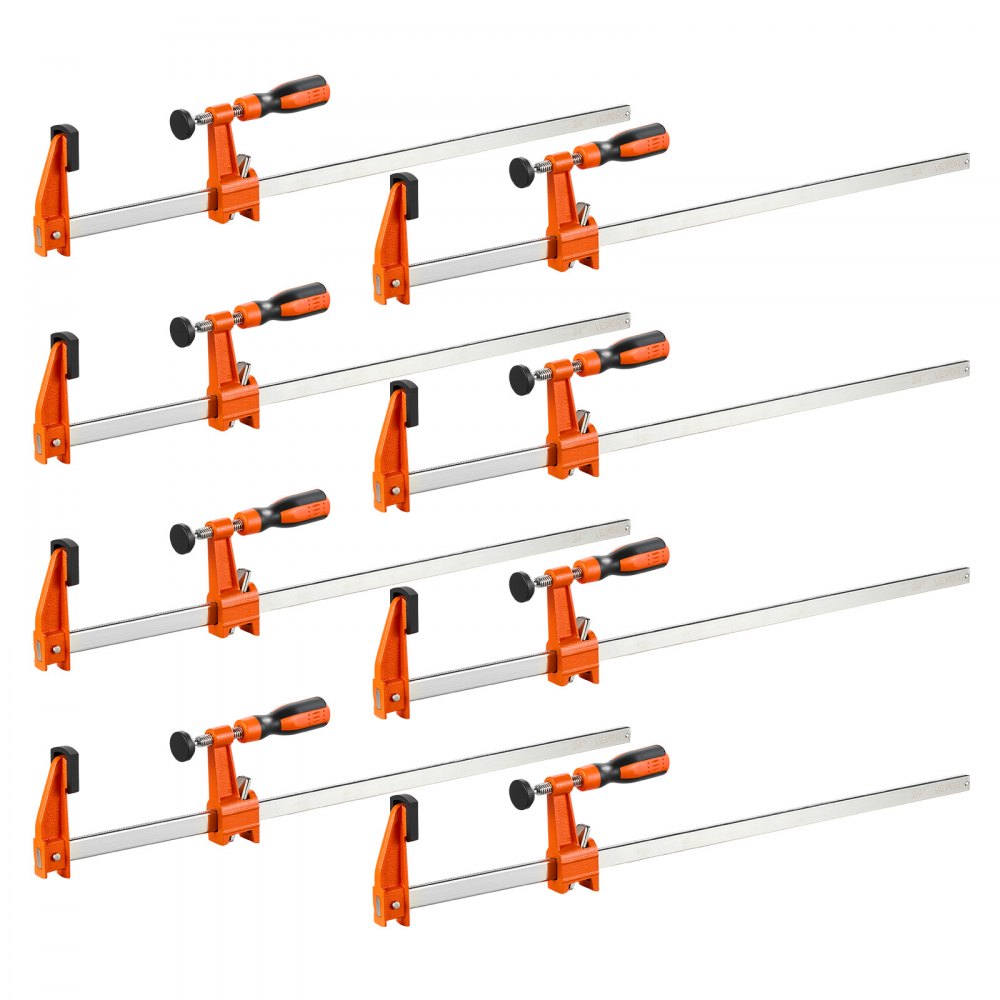 VEVOR Bar Clamps for Woodworking, 8-Pack, 24" Opening F Clamps, 600 lbs Load Limit, with Plastic Pad and Self-Locking Design, Premium Cast Iron and Carbon Steel, for Wood Working and Metal Working