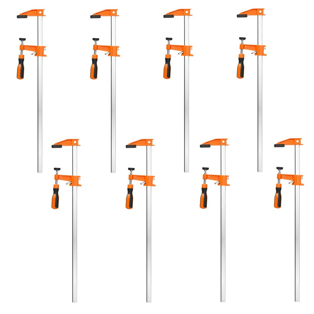 VEVOR Bar Clamps for Woodworking, 8-Pack, 24" Opening F Clamps, 600 lbs Load Limit, with Plastic Pad and Self-Locking Design, Premium Cast Iron and Carbon Steel, for Wood Working and Metal Working