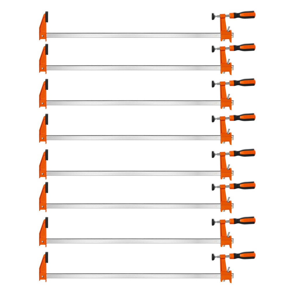 VEVOR Bar Clamps for Woodworking, 8-Pack, 24" Opening F Clamps, 600 lbs Load Limit, with Plastic Pad and Self-Locking Design, Premium Cast Iron and Carbon Steel, for Wood Working and Metal Working