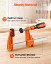 VEVOR Bar Clamps for Woodworking, 8-Pack, 6" and 12" F Clamps, 600 lbs Load Limit, with Plastic Pad and Self-Locking Design, Malleable Iron and Carbon Steel, for Wood Working and Metal Working