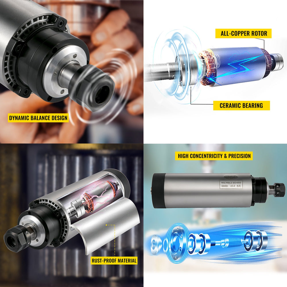 Dynamic balance design, ceramic bearing, and high concentricity highlights for VEVOR air-cooled CNC spindle motor
