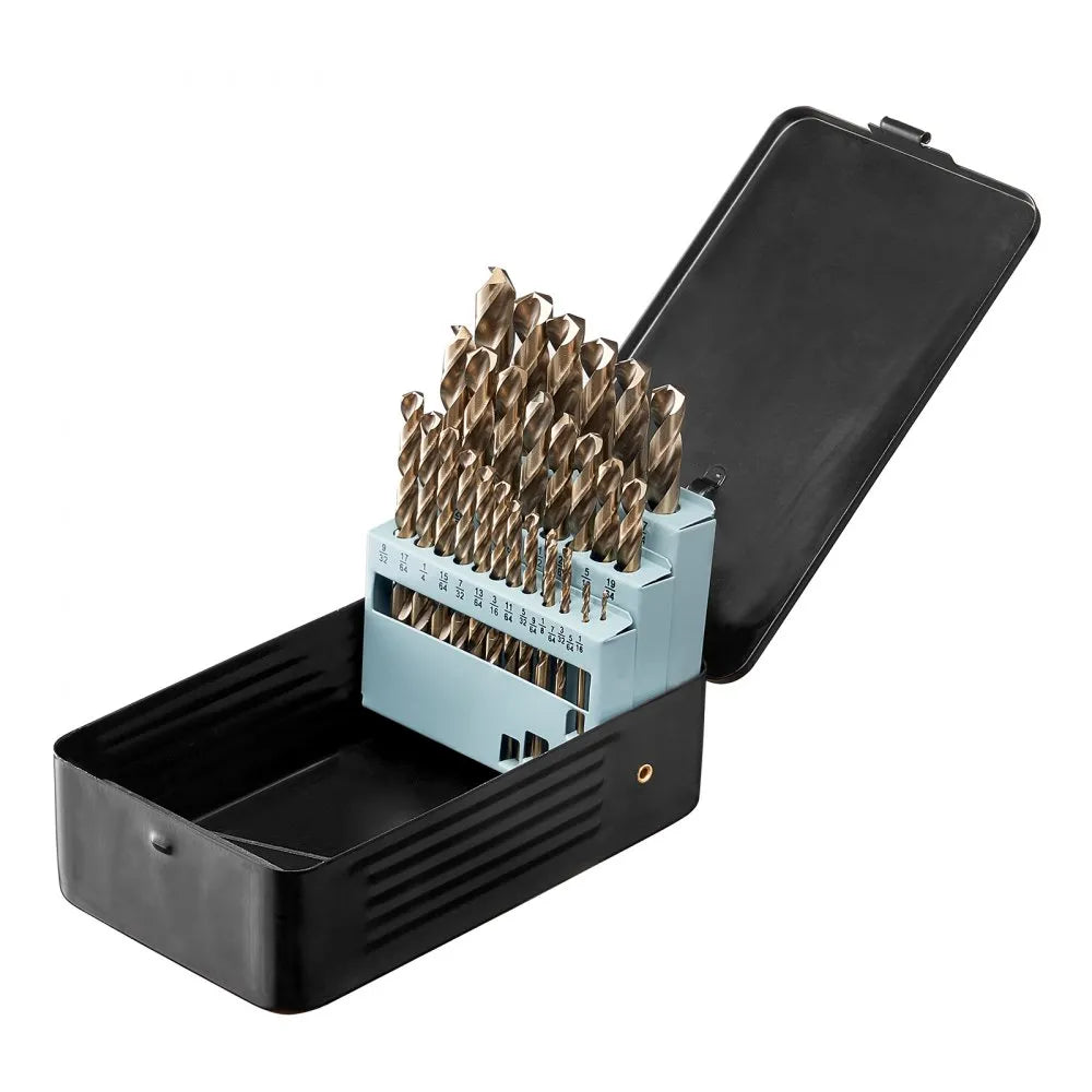 VEVOR Cobalt Drill Bit Set, 29 Pcs, M35 High Speed Steel Cobalt Drill Bits with Storage Case, for Drilling Metal, Stainless Steel, Aluminum Alloy, Wood, Plastic, for Professional Work and Home DIY