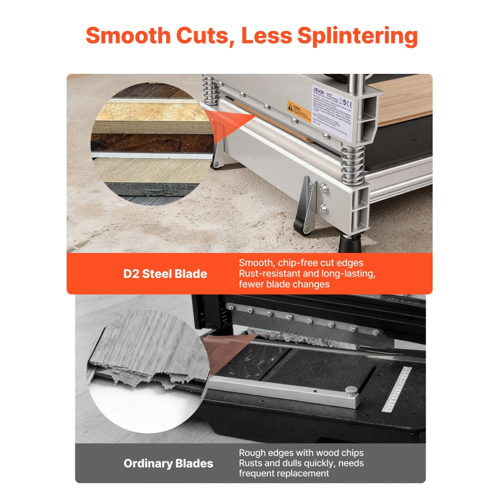 VEVOR 13 inch Vinyl Floor Cutter, 16mm Thick Laminate Flooring Cutter with 15°/30°/45° Adjustable Angle Settings, Flexible Wheels, Telescoping Handle, Cuts Engineered Wood, LVT, VCT, SPC, LVP, WPC