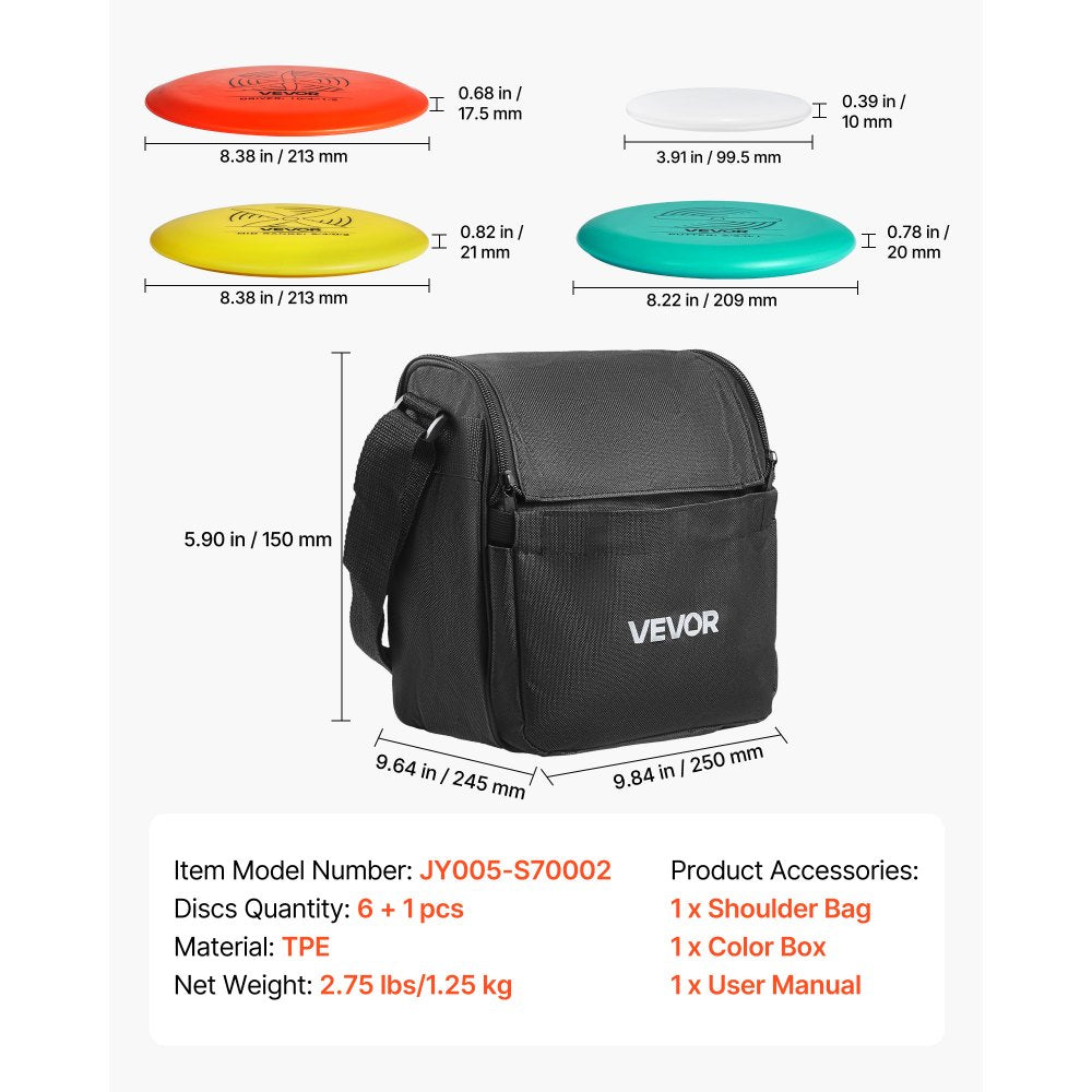 VEVOR Disc Golf Set, 6 PCS Flying Discs for Beginners, Disc Golf Starter Set, with Putter, Mid-Range, Driver, Including Mini Marker, Portable Backpack, for Outdoor Backyard, Lawn, Beach, and Park