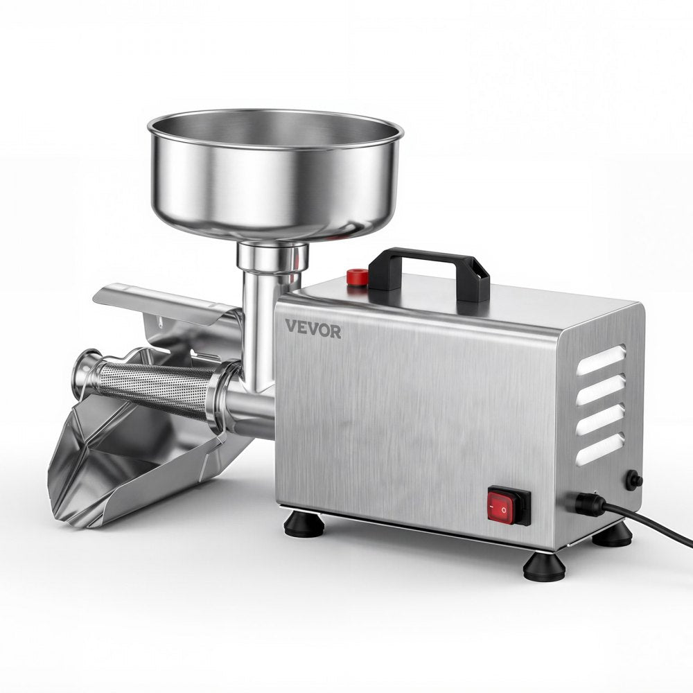VEVOR Electric Tomato Strainer 250W Food Mill and Sauce Maker 200 lbs/H, Commercial Grade For Apple Sauce, Strawberry and Blueberry Jam, Stainless Steel Tomato Milling Press Machine, Large Hopper