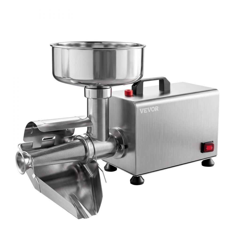 VEVOR Electric Tomato Strainer 250W Food Mill and Sauce Maker 200 lbs/H, Commercial Grade For Apple Sauce, Strawberry and Blueberry Jam, Stainless Steel Tomato Milling Press Machine, Large Hopper