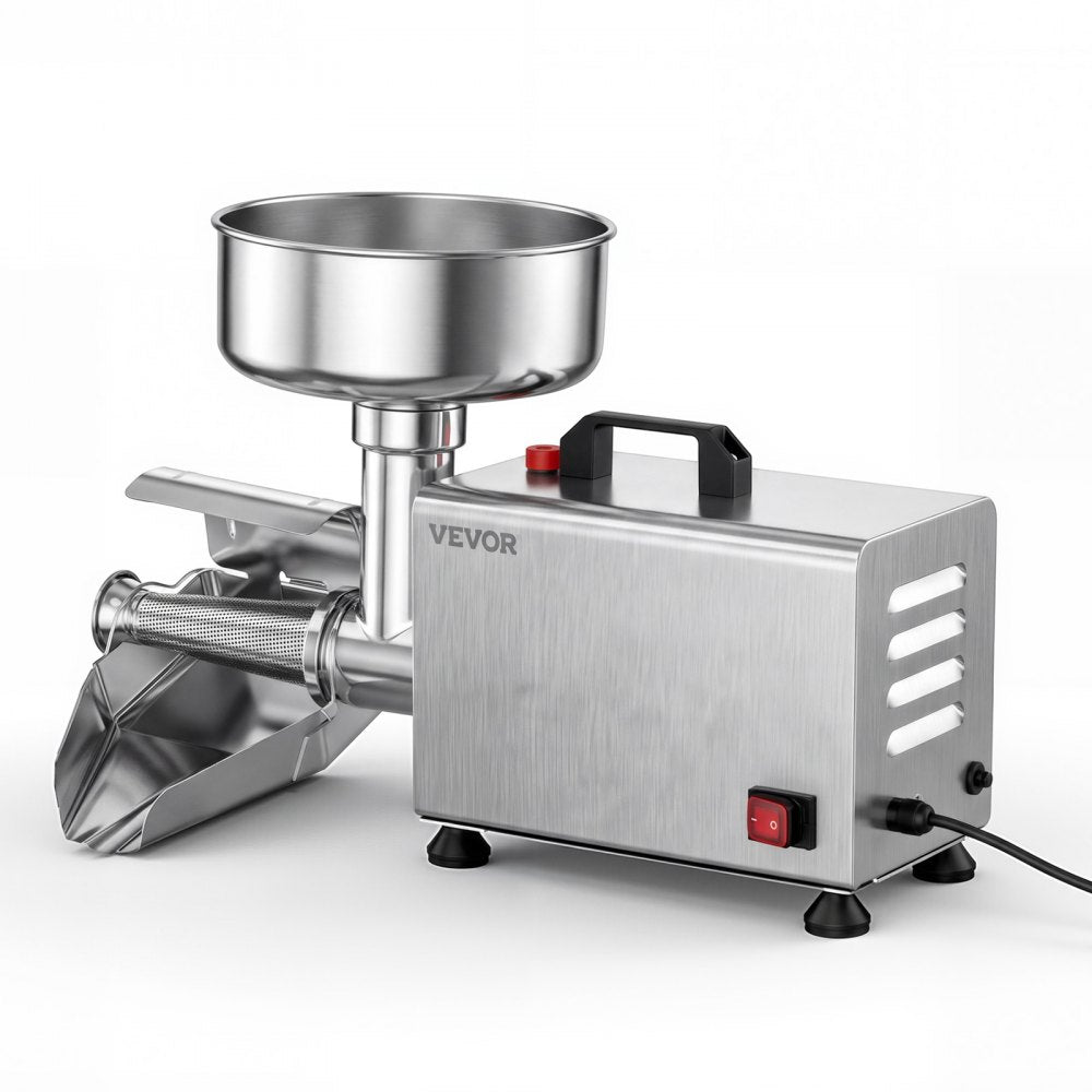 VEVOR Electric Tomato Strainer 250W Food Mill and Sauce Maker 200 lbs/H, Commercial Grade For Apple Sauce, Strawberry and Blueberry Jam, Stainless Steel Tomato Milling Press Machine, Large Hopper