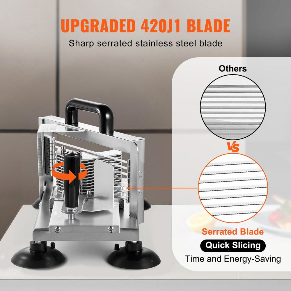 VEVOR Commercial Tomato Slicer, 3/8 inch Tomato Cutter Slicer, Stainless Steel Heavy Duty Tomato Slicer Machine, Manual Tomato Slicer with Non-slip Feet, for Cutting Tomatoes, Cucumbers, Bananas