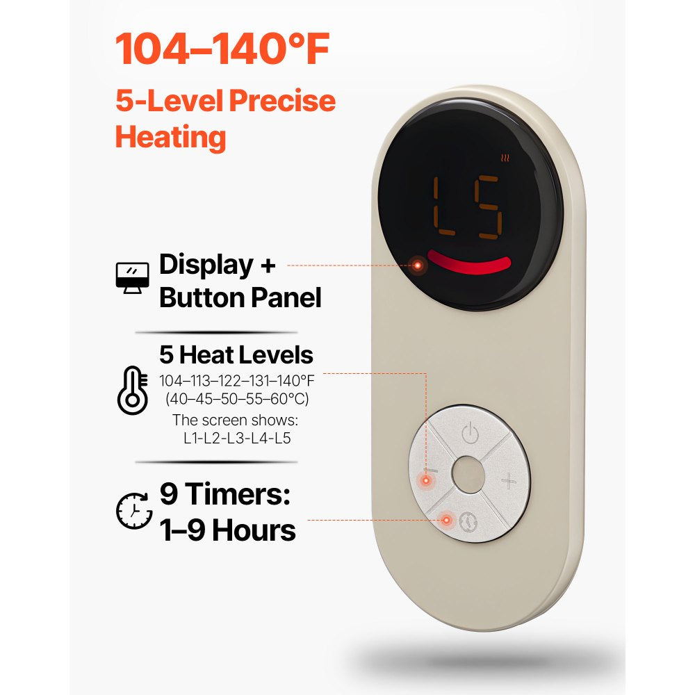 VEVOR Under Desk Space Heater,Foldble Foot Warmer Portable for Home&Office,Timer & Secure,Quiet for Legs,Ankles,Touch&Remote Control Personal Electric Wall Foot Warming Pad,Over-Heat Protection