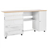 VEVOR Folding Sewing Table, Multipurpose Sewing Machine Table with Cabinet, Charging Station, Compact Design, Wheels, Wooden Pegs, Storage Trays and Shelf, Craft Station and Side Desk for Home