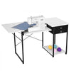 VEVOR Sewing Table, Multipurpose Sewing Machine Table with Drawers, Foldable Side Shelf, Adjustable Shelf, Steel Legs, Computer Desk for Home, Fashion Studio, Art Studio, Educational Institution