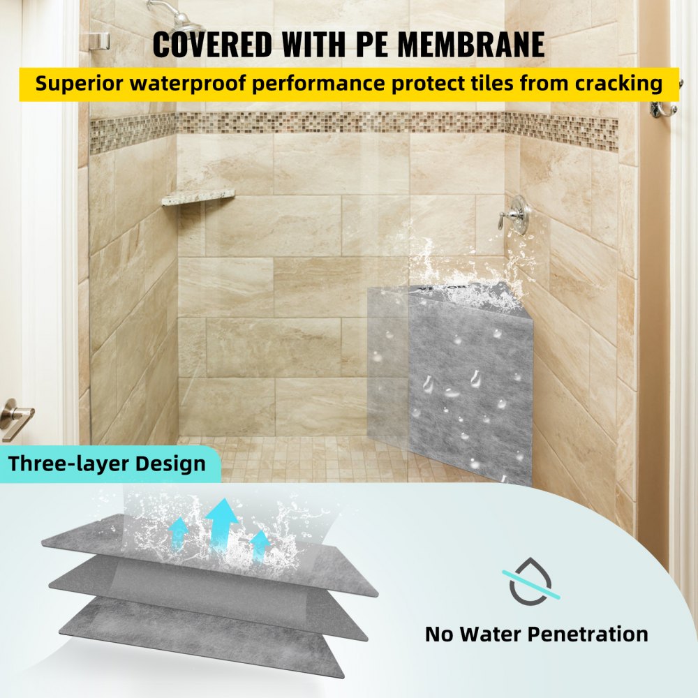 VEVOR Tile Shower Seat, 22.4\" x 16\" x 20\" Ready to Tile Shower Seat, Factory Waterproof & 100% Leak Proof Tileable Shower Corner Seat, 440lbs Load-Bearing Triangular Board Shower Bench, Grey
