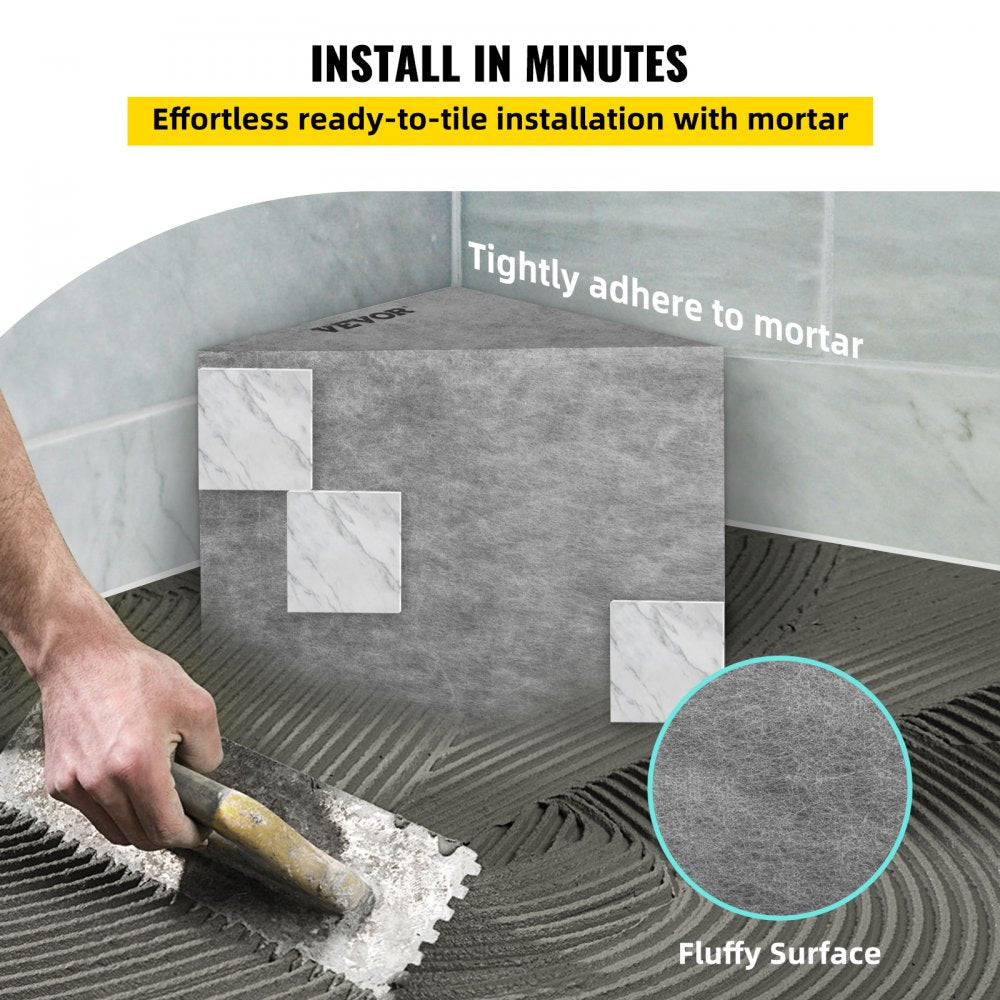VEVOR Tile Shower Seat, 22.4\" x 16\" x 20\" Ready to Tile Shower Seat, Factory Waterproof & 100% Leak Proof Tileable Shower Corner Seat, 440lbs Load-Bearing Triangular Board Shower Bench, Grey