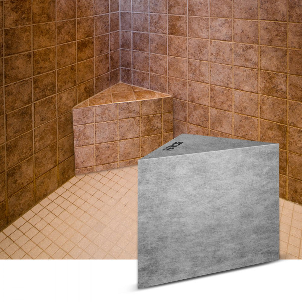 VEVOR Tile Shower Seat, 22.4\" x 16\" x 20\" Ready to Tile Shower Seat, Factory Waterproof & 100% Leak Proof Tileable Shower Corner Seat, 440lbs Load-Bearing Triangular Board Shower Bench, Grey