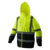 VEVOR High Visibility Reflective Safety Jacket, Waterproof Safety Hoodie, Work Construction Coat with Pockets for Men & Women, Rain Gear Meet ANSI & Class 3, Hi Vis Yellow Coat with Black Bottom, L