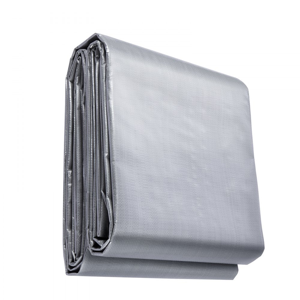 VEVOR Tarp Waterproof 16x20 ft, Plastic Poly Tarp Cover 10 Mil, Multi Purpose Tear UV and Temperature Resistant Outdoor Tarpaulin with High Durability Reinforced Grommets (Silver/Brown)
