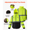 VEVOR High Visibility Reflective Safety Jacket, Waterproof Winter Hoodie, Work Construction Coat with Pockets for Men & Women, Rain Gear Meet ANSI & Class 3, Hi Vis Yellow Coat with Black Bottom, L