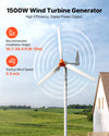 VEVOR 1500W 24V Wind Turbine Generator, 3-Blade Wind Turbine Kit with Wind/Solar Hybrid Controller, Efficient 3-Phase AC Permanent Wind Power Generator for RV Boat Home Farm (Tower Pole Not Included)
