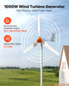 VEVOR 1000W 12V Wind Turbine Generator, 3-Blade Wind Turbine Kit with Wind/Solar Hybrid Controller, Efficient 3-Phase AC Permanent Wind Power Generator for RV Boat Home Farm (Tower Pole Not Include)