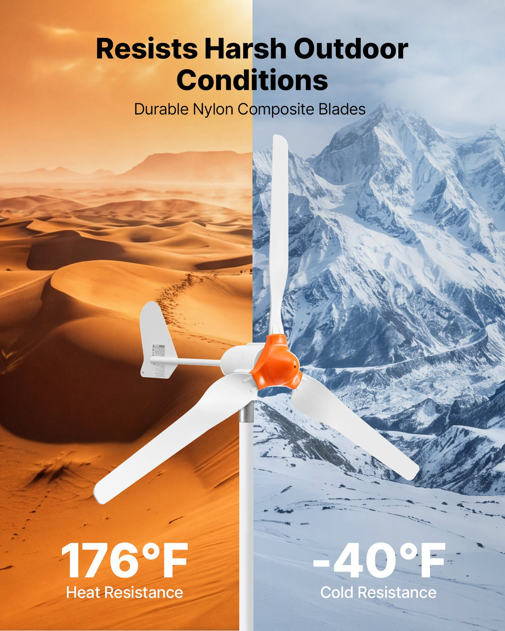 VEVOR 1000W 12V Wind Turbine Generator, 3-Blade Wind Turbine Kit with Wind/Solar Hybrid Controller, Efficient 3-Phase AC Permanent Wind Power Generator for RV Boat Home Farm (Tower Pole Not Include)