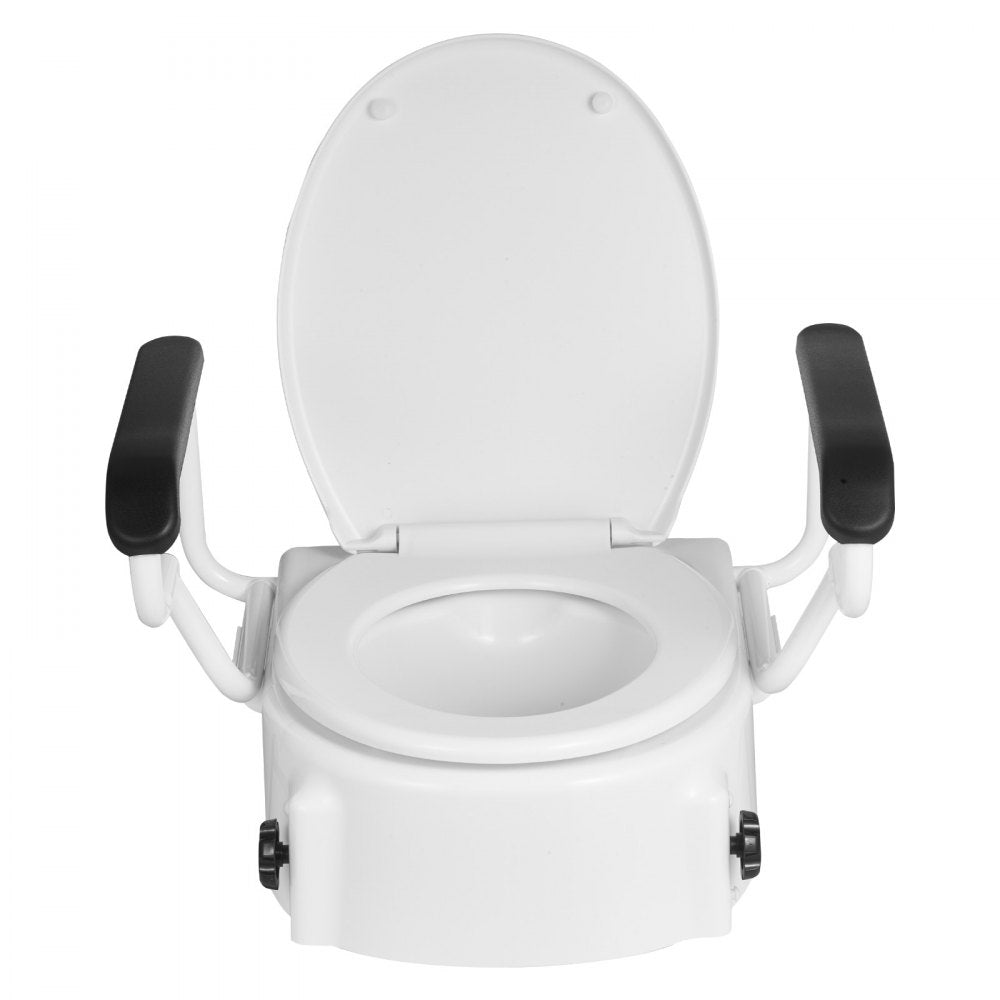 VEVOR Raised Toilet Seat with Arms, 300 lbs Load Capacity, 3-Level Adjustable Height, Widened Commode Elevated Toilet Seat Riser with Padded Handles for Seniors, Elderly, Handicap, Disabled, Adults