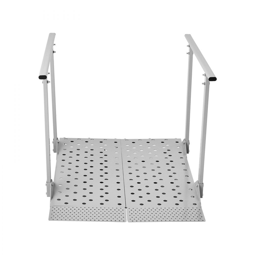 VEVOR Wheelchair Ramp with Handrails, 44.9 x 33.5 in, Heavy Duty Aluminum Handicap Ramp, 440 lbs Capacity, Non-Slip Portable Threshold Ramps for Home Steps, Stairs, Doorways, Curbs, Walkers, Scooters