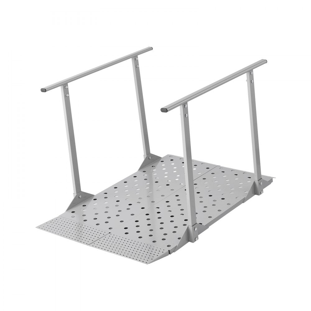 VEVOR Wheelchair Ramp with Handrails, 44.9 x 33.5 in, Heavy Duty Aluminum Handicap Ramp, 440 lbs Capacity, Non-Slip Portable Threshold Ramps for Home Steps, Stairs, Doorways, Curbs, Walkers, Scooters