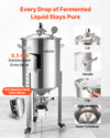 VEVOR Pressure Fermenter 15 PSI, 16 Gal/60L All-in-One Stainless Steel Conical Secondary Fermentation Bucket, with Cooling Tube, Yeast Slurry Collection Bottle, for Wine, Beer Brewing Equipment