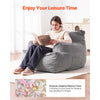VEVOR Bean Bag Chair, BeanBag Sofa Chair with Armrests for Adults, Fluffy Plush & High-Density Foam Filling Adult Bean Bag with Zapper, Comfy Lazy Sofa Chair Ideal for Living Room, Bedroom, Grey