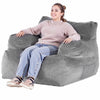 VEVOR Bean Bag Chair, BeanBag Sofa Chair with Armrests for Adults, Fluffy Plush & High-Density Foam Filling Adult Bean Bag with Zapper, Comfy Lazy Sofa Chair Ideal for Living Room, Bedroom, Grey