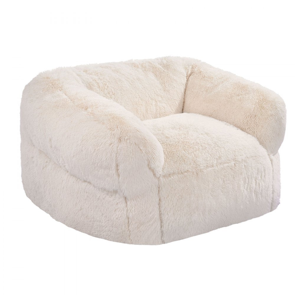 VEVOR Bean Bag Chair, BeanBag Sofa Chair with Armrests for Adults, Fluffy Plush & High-Density Foam Filling Adult Bean Bag with Zapper, Comfy Lazy Sofa Chair Ideal for Living Room, Bedroom, Beige