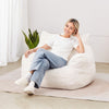 VEVOR Bean Bag Chair, 3 feet Bean Bag Chair with Soft Armrests and Storage Pocket, 25D Memory Foam Filled with Soft Teddy Velvet Cover, Bean Bag for Bedroom or Playroom, White