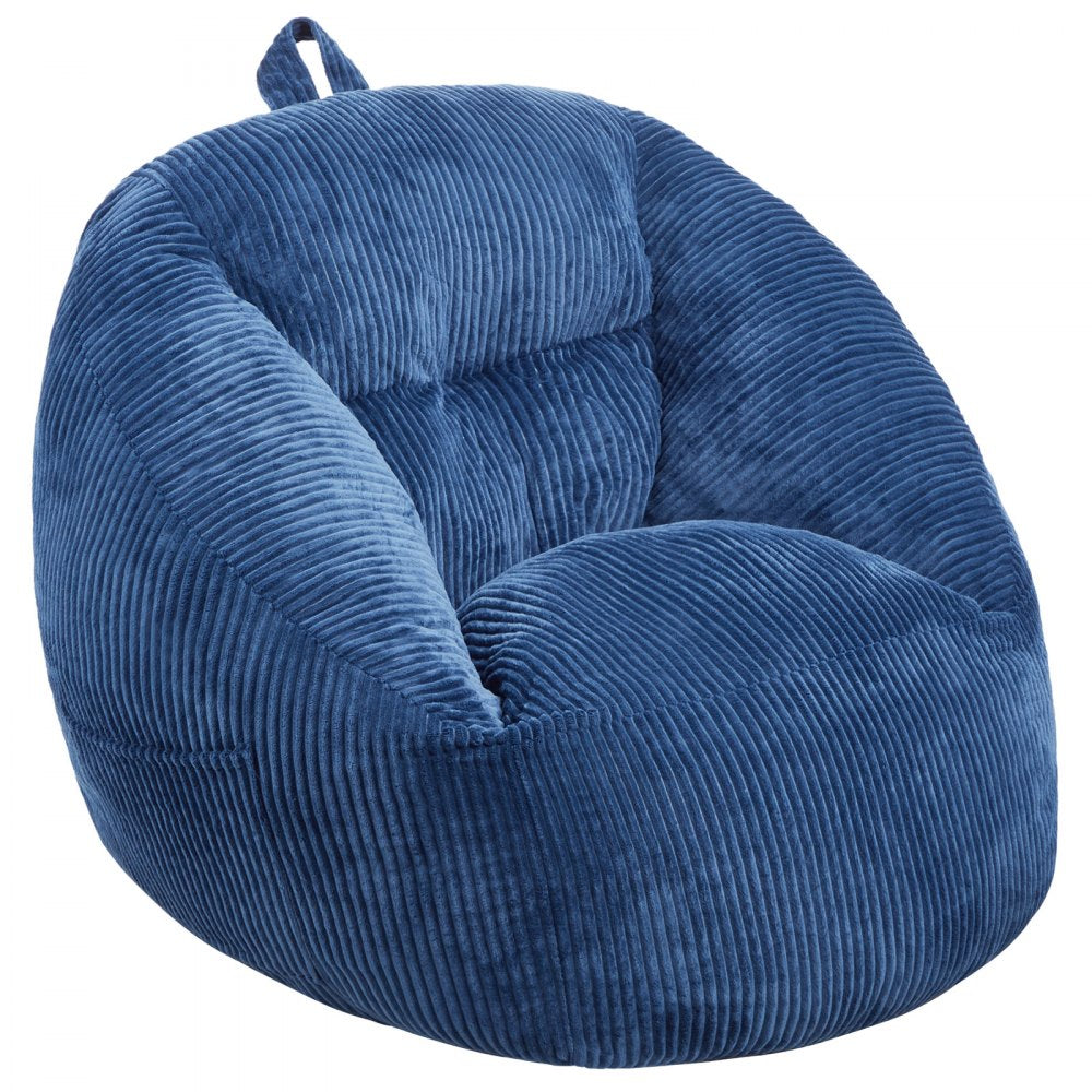 VEVOR Bean Bag Chair, 3 feet Bean Bag Chair with Soft Armrests and Storage Pocket, 25D Memory Foam Filled with Soft Teddy Velvet Cover, Bean Bag for Bedroom or Playroom, Blue
