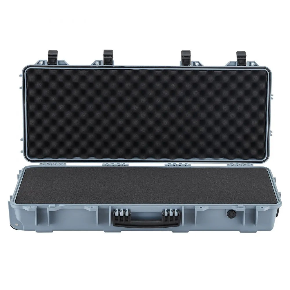 VEVOR Hard Rifle Case, Lockable Rifle Case with 4 Layers Pre-cut Foams, 36 in Gun Storage with Wheels, IP67 Waterproof & Dustproof Pistol Storage Cases for Rifles, Shotguns, Airsoft Guns, Grey