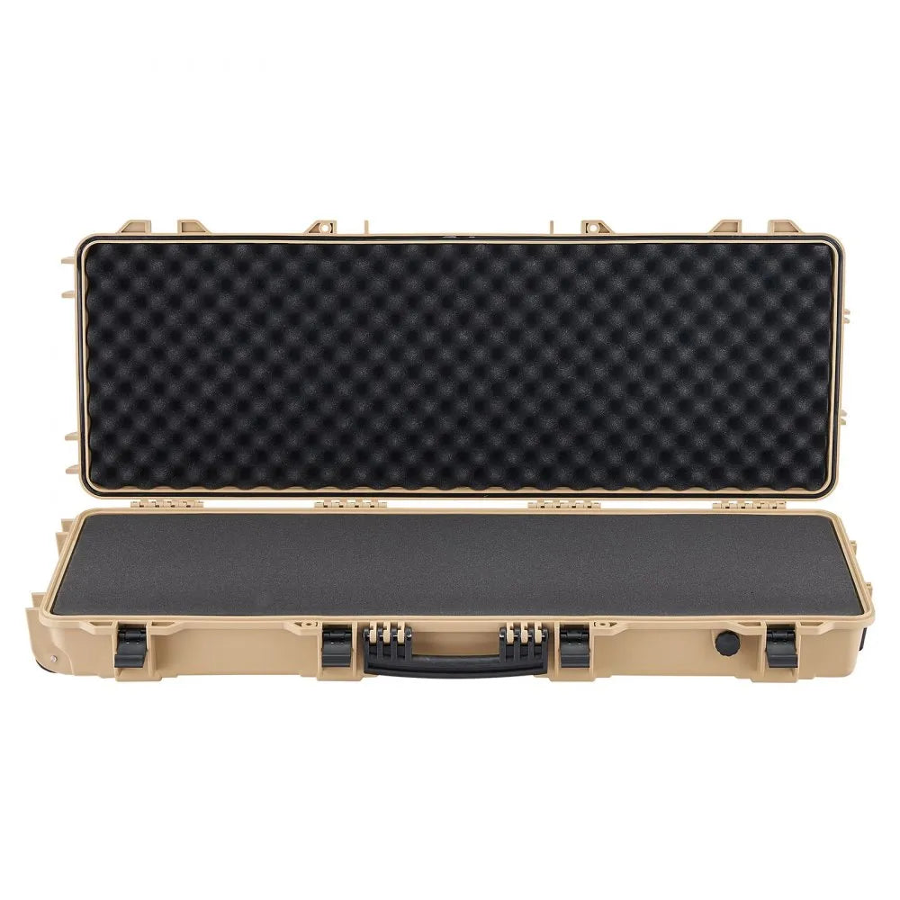 VEVOR Hard Rifle Case, Lockable Rifle Case with Pre-cut Foams, 42 in Movable Gun Storage with Wheels, IP67 Waterproof & Dustproof Pistol Storage for Rifle, Shotgun, Airsoft Gun, Khaki