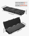 VEVOR Hard Rifle Case, Lockable Rifle Case with Pre-cut Foams, 52 in Gun Storage with Wheels, Heavy Duty IP67 Waterproof & Dustproof Pistol Storage Cases for Rifles, Shotguns, Airsoft Guns, Black