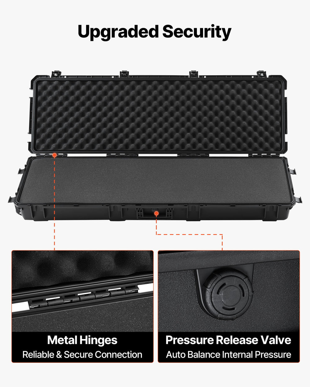 VEVOR Hard Rifle Case, Lockable Rifle Case with Pre-cut Foams, 52 in Gun Storage with Wheels, Heavy Duty IP67 Waterproof & Dustproof Pistol Storage Cases for Rifles, Shotguns, Airsoft Guns, Black